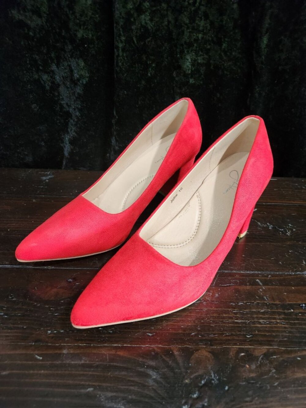 J. Adams Jolie Red Vegan Suede Block Heeled Pumps/Sz. 10-Great Condition!